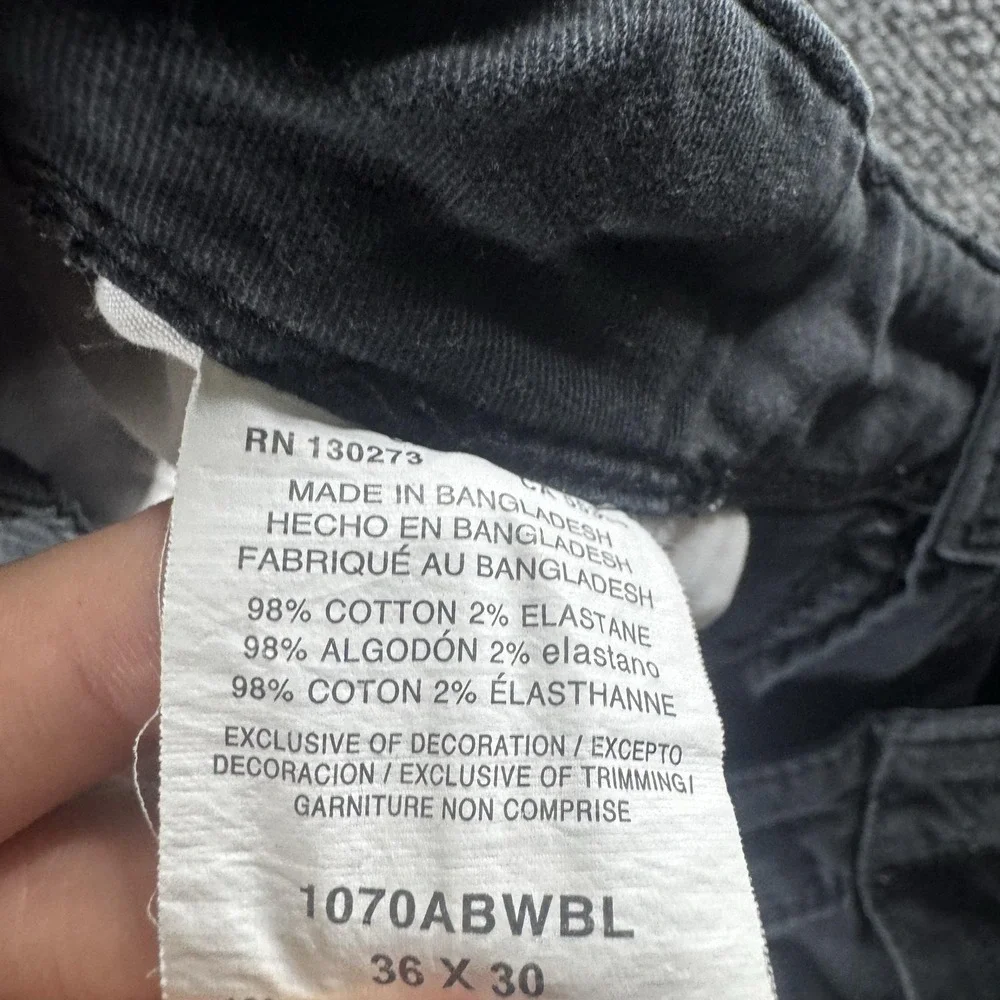 Wrangler Cargo Pants Mens 36x28 Black Relaxed Canvas Stretch Workwear Pockets